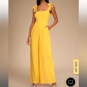 Lulus NWT Sunny Sweetness Yellow Jumpsuit SZ L